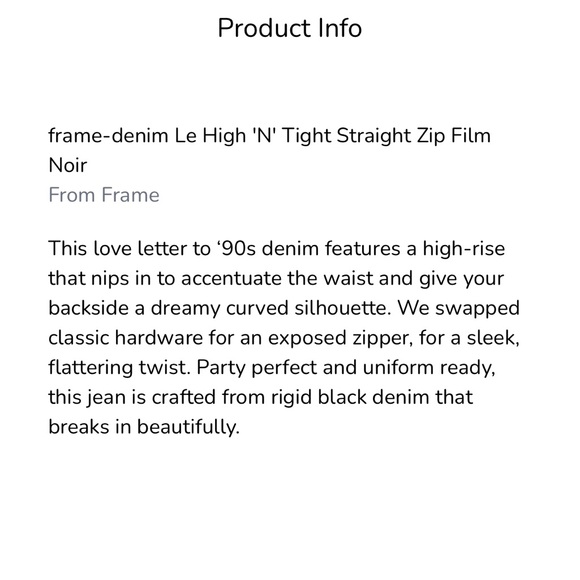 Frame Zip Le High N Tight Straight leg in Film Noir - Picture 8 of 8